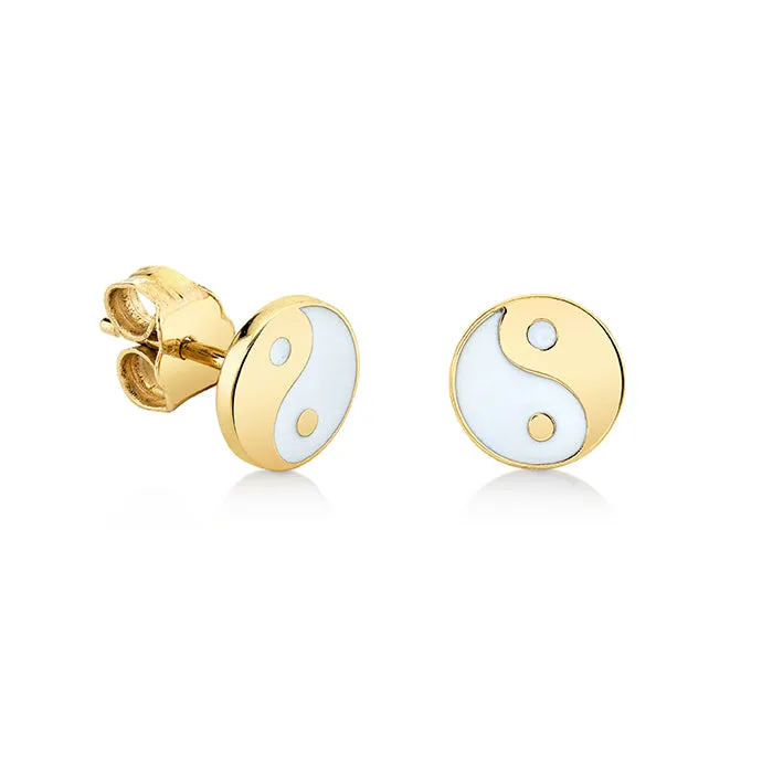Gold & Enamel Yin Yang Stud sold by Sydney Evan