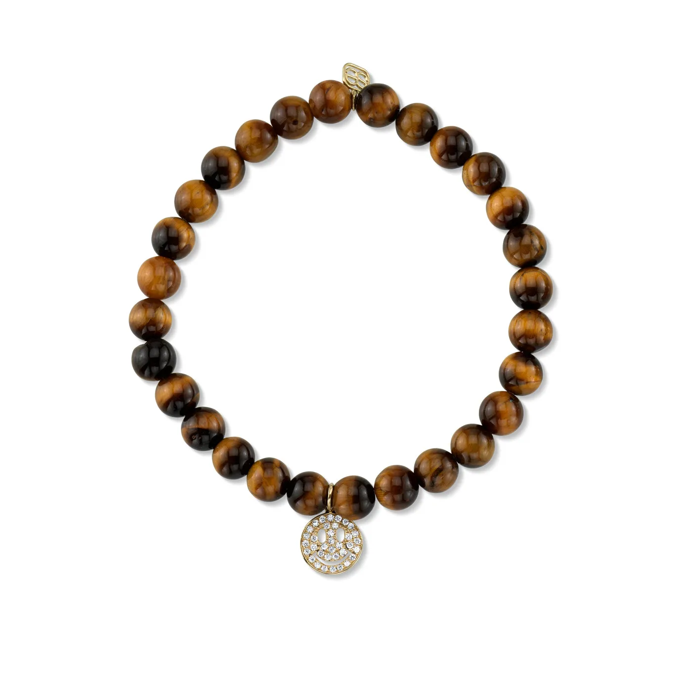 Men's Collection Gold & Diamond Happy Face on Tiger's Eye sold by Sydney Evan product image thumbnail 2