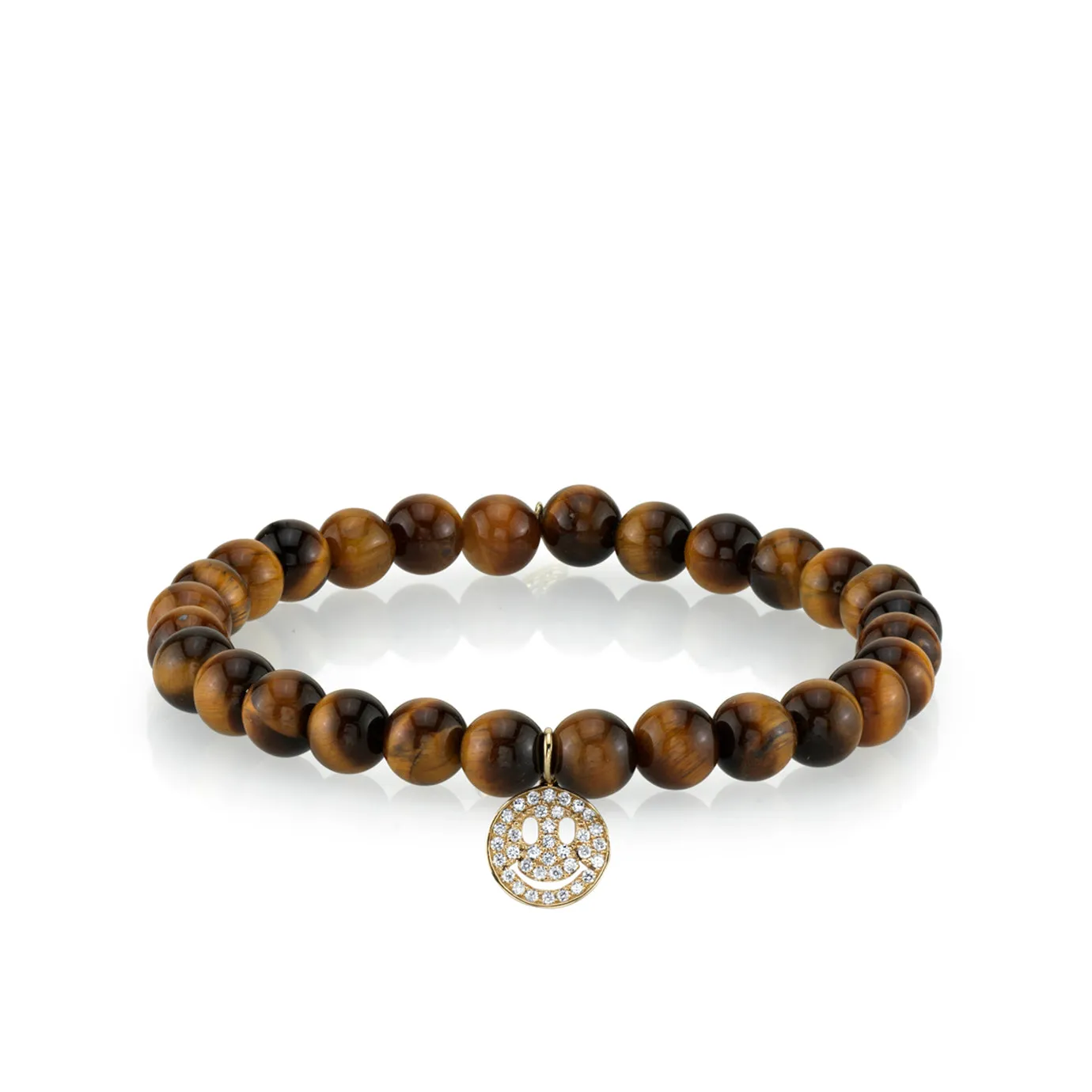 Men's Collection Gold & Diamond Happy Face on Tiger's Eye sold by Sydney Evan
