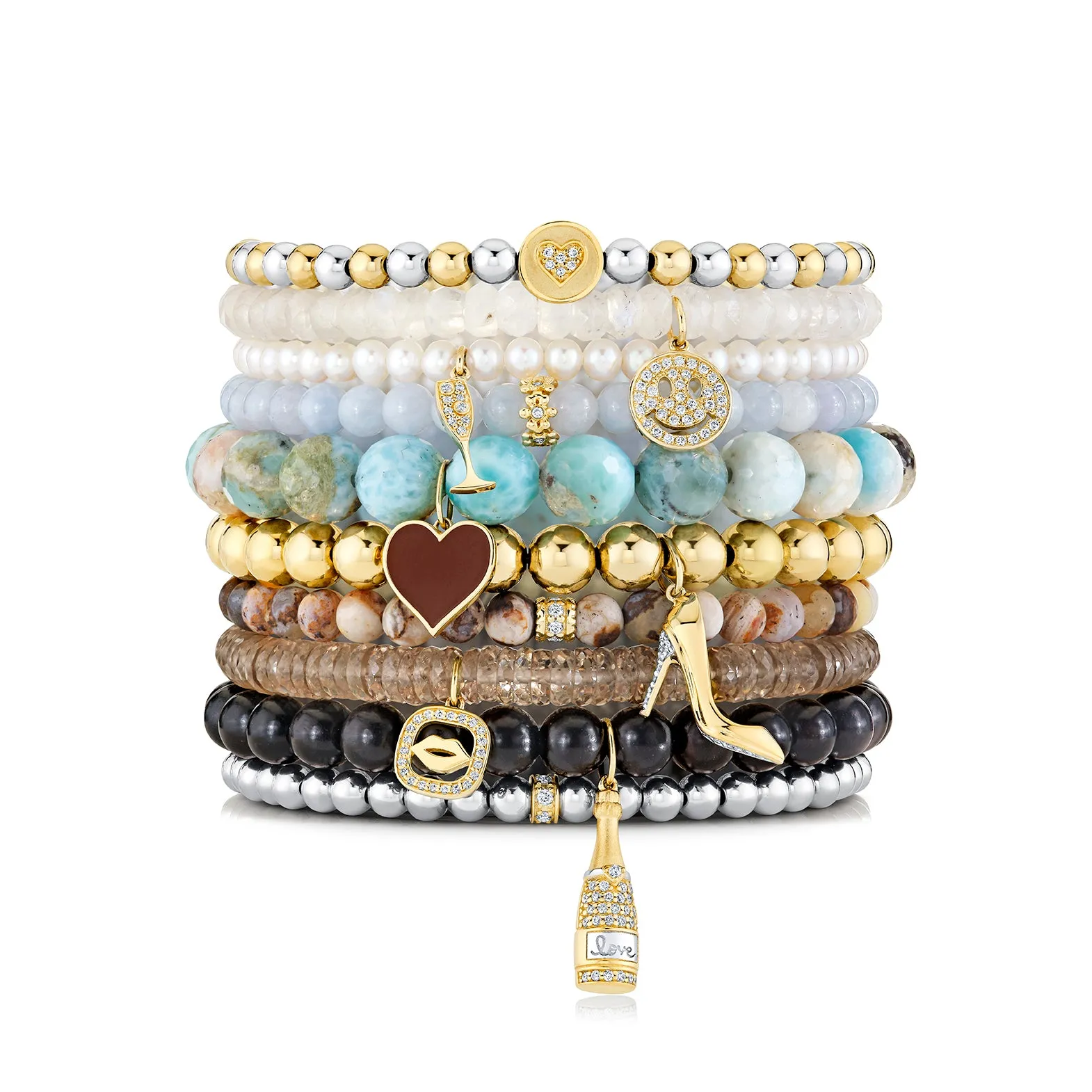 Gold & Diamond Small Happy face on Rainbow Moonstone sold by Sydney Evan product image thumbnail 3