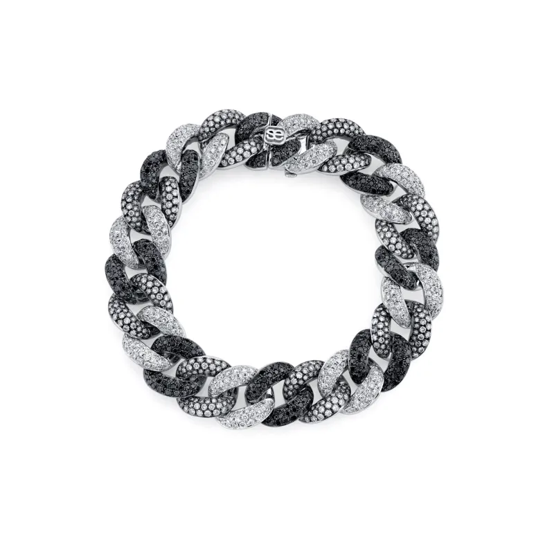 Men's Collection Two-Tone Gold & Pave Diamond Link Bracelet made by Sydney Evan