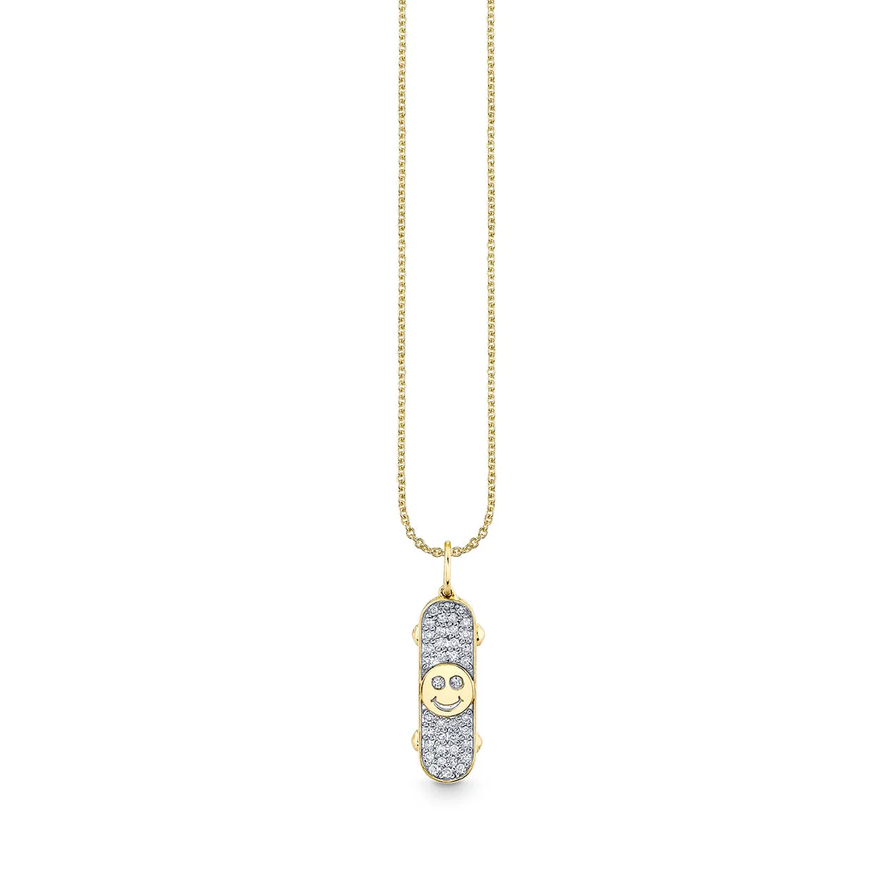 Gold & Diamond Happy Face Skateboard Charm sold by Sydney Evan product image thumbnail 4