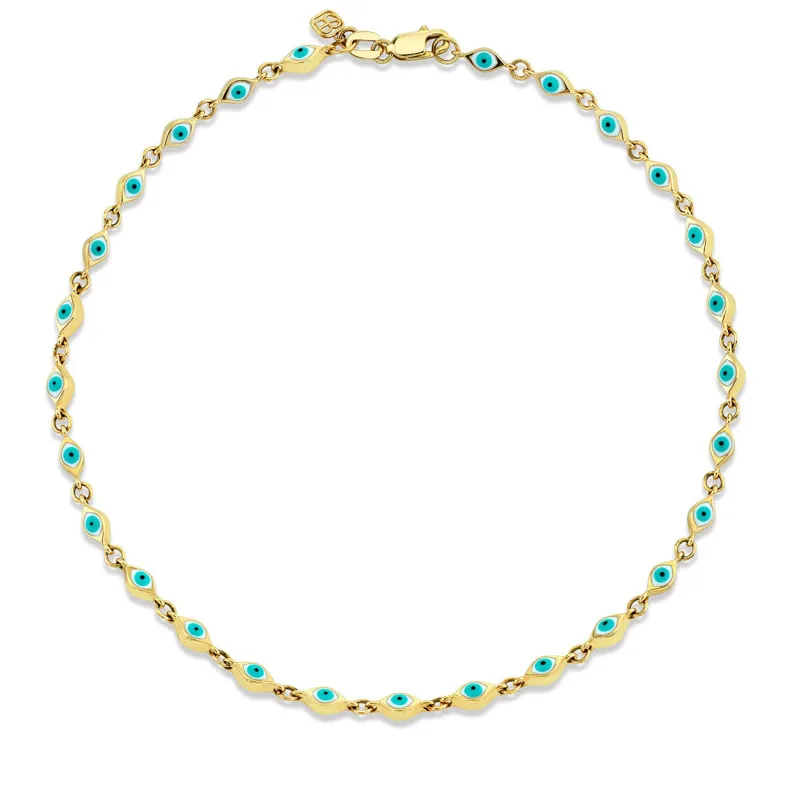Gold & Enamel Mini Eye Anklet made by Sydney Evan
