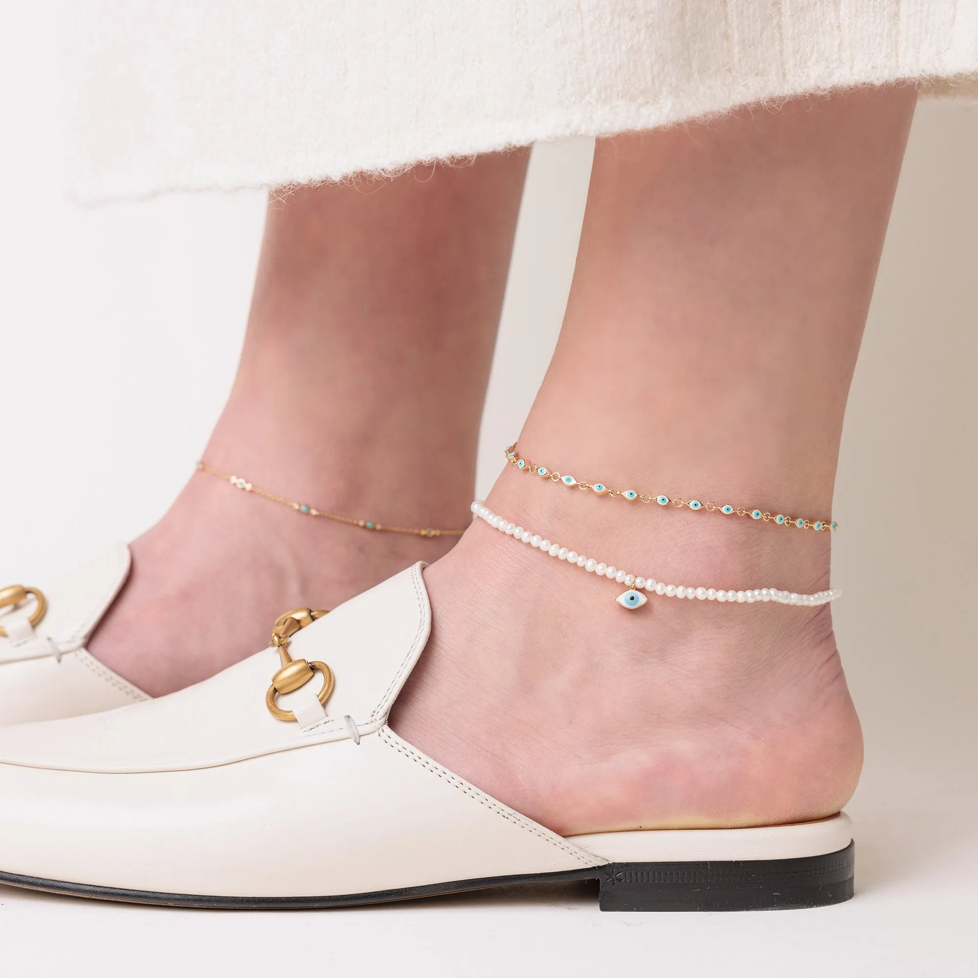 Gold & Enamel Mini Eye Anklet sold by Sydney Evan product image thumbnail 2