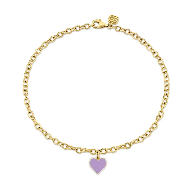 Gold & Enamel Small Heart Anklet made by Sydney Evan