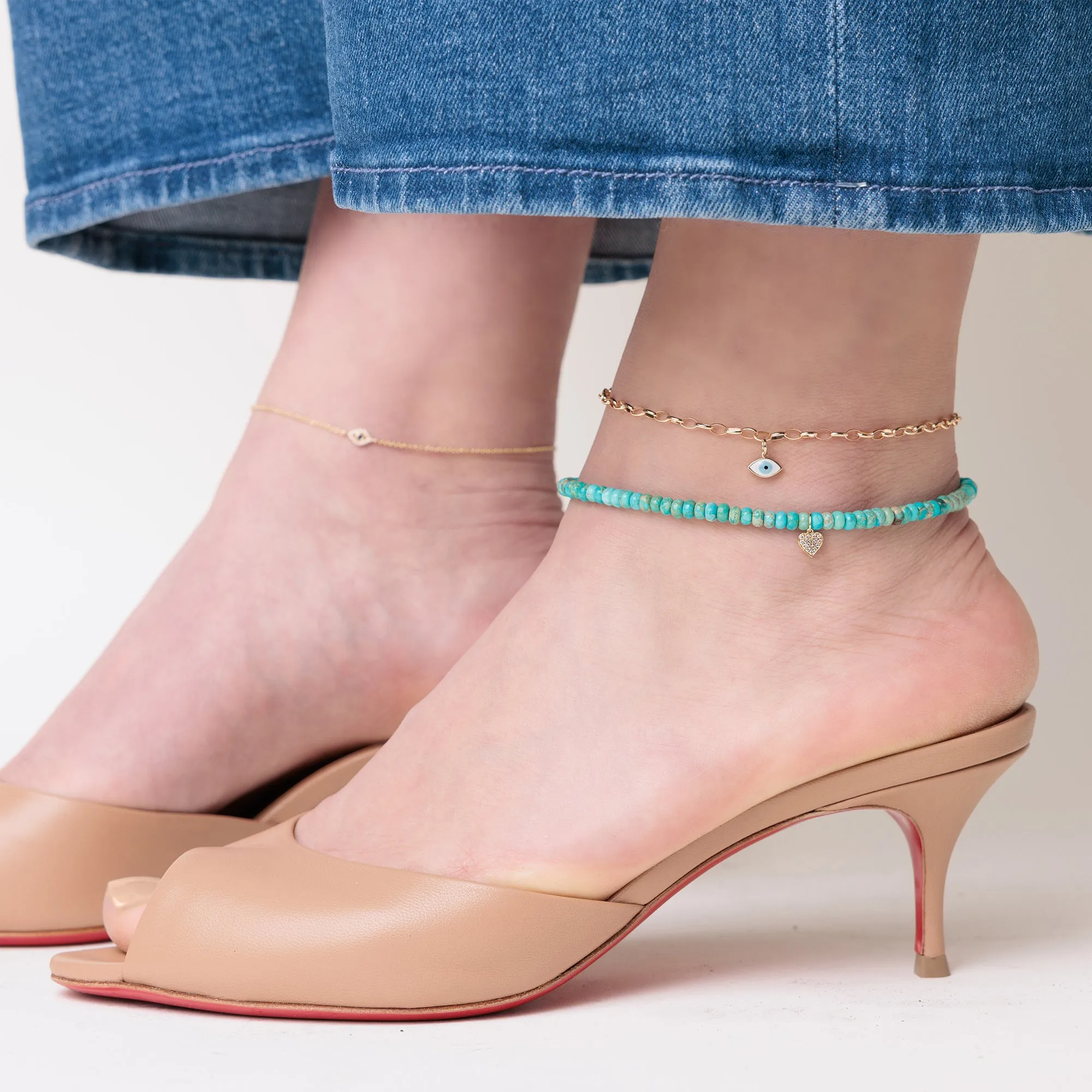 Gold & Enamel Eye Anklet sold by Sydney Evan product image thumbnail 2
