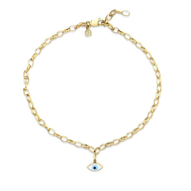 Gold & Enamel Eye Anklet made by Sydney Evan