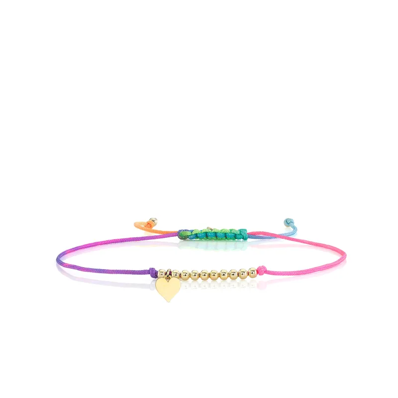 Pure Gold Tiny Heart Cord Bracelet made by Sydney Evan