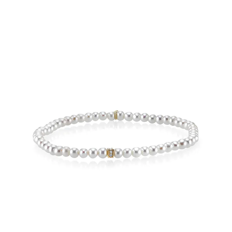 Gold & Diamond Rondelle on Pearls made by Sydney Evan