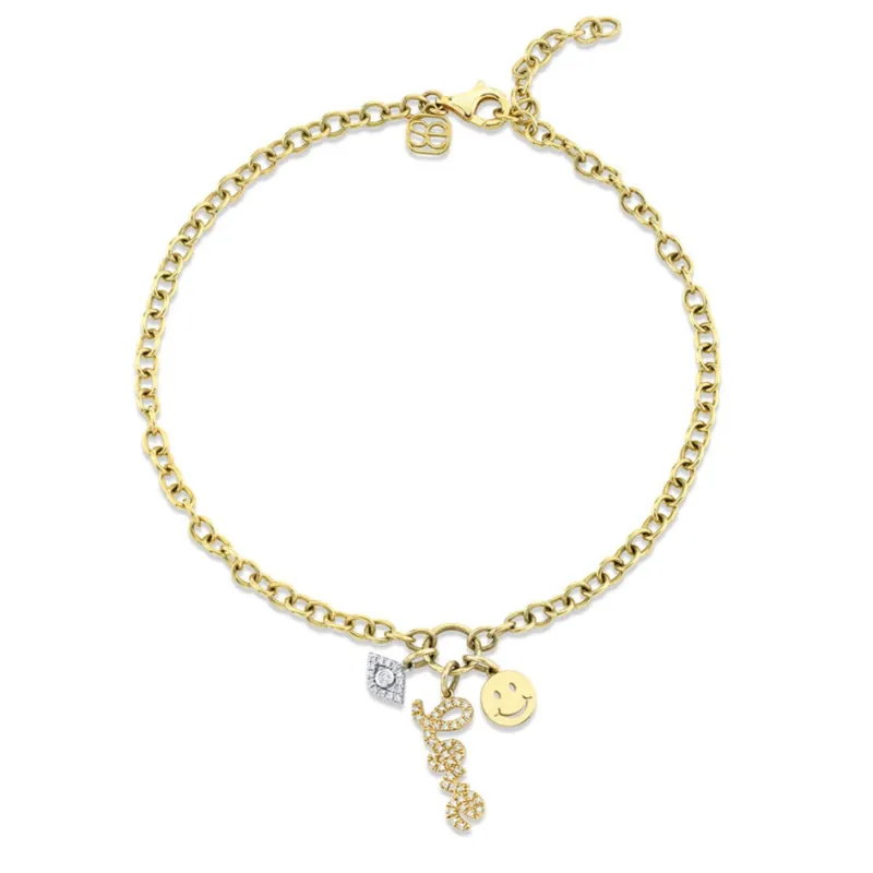 Gold & Diamond Protection, Love & Happiness Anklet made by Sydney Evan
