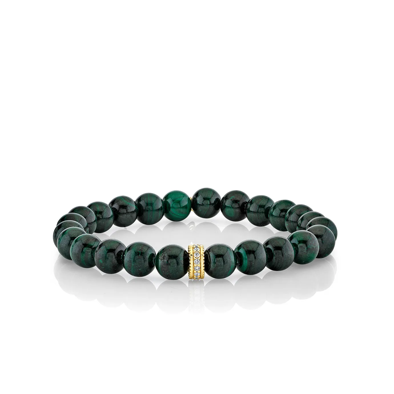 Men's Collection Gold & Diamond Eternity Rondelle on Malachite sold by Sydney Evan
