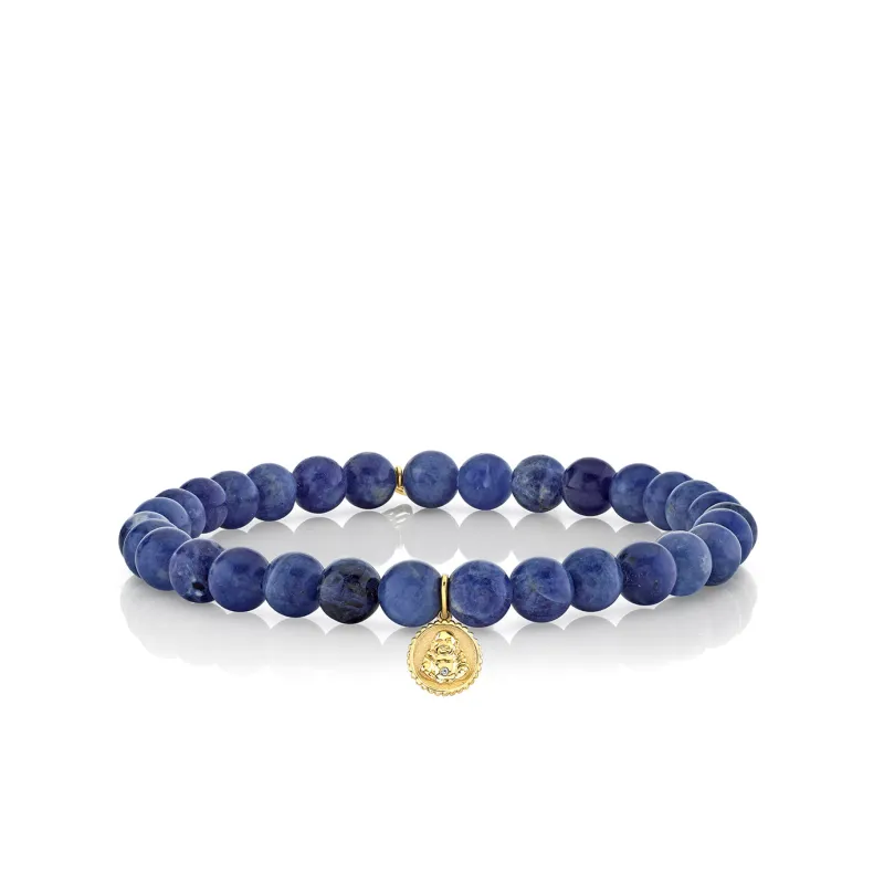 Men's Collection Gold & Diamond Buddha Coin on Sodalite made by Sydney Evan