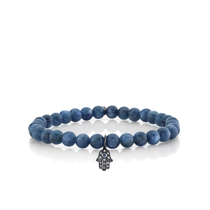 Men's Collection Black Rhodium & Diamond Hamsa on Kyanite made by Sydney Evan