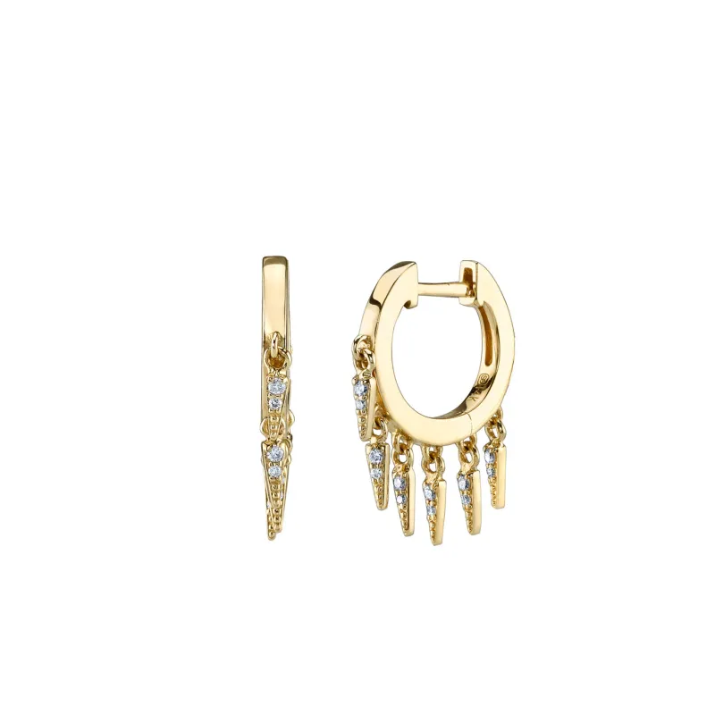 Men's collection Gold & Diamond Fringe Huggie Hoops made by Sydney Evan