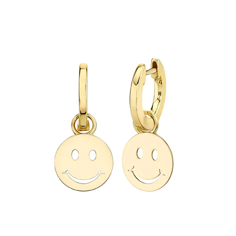 Men's Collection Pure Gold Happy Face Hoop Earrings made by Sydney Evan