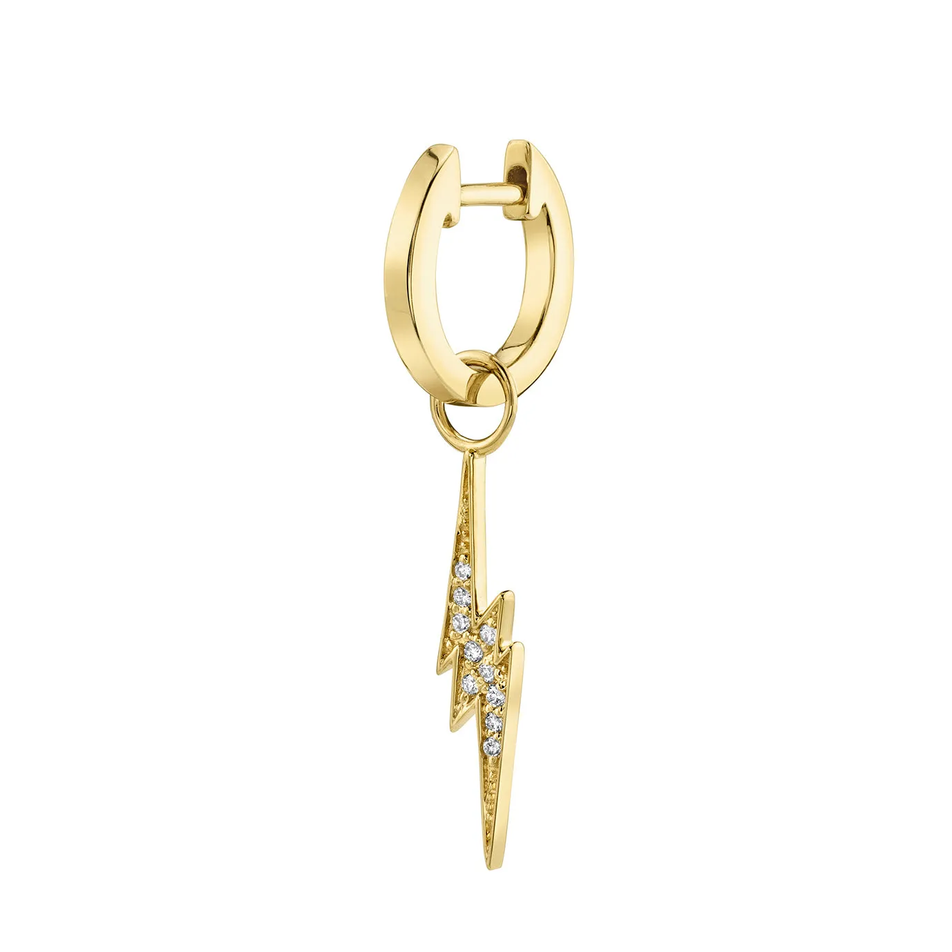 Men's Collection Gold Huggie Hoop and Lightning Bolt Charm Earrings sold by Sydney Evan product image thumbnail 3