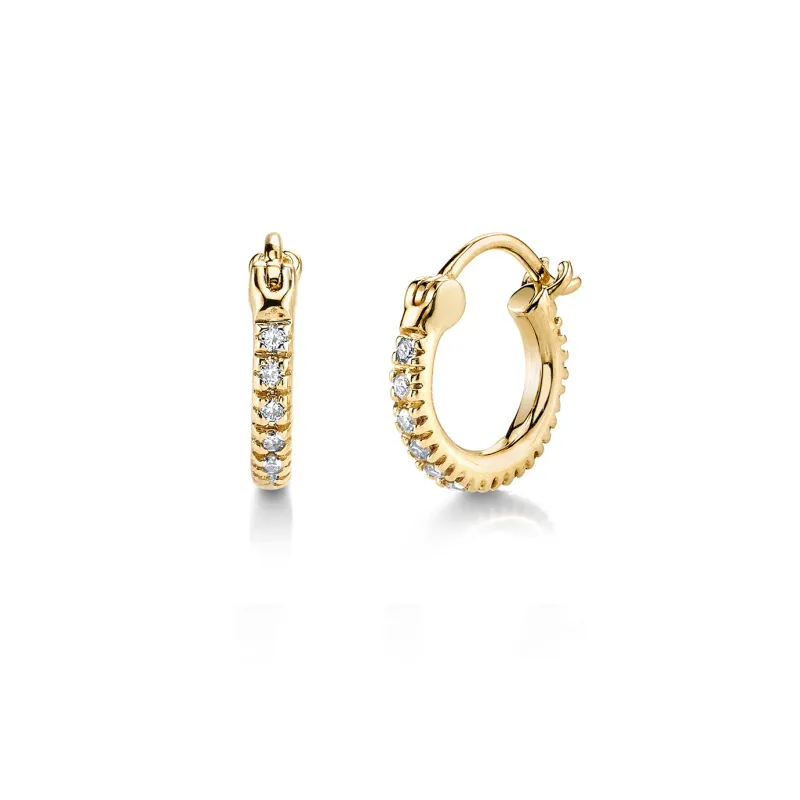 Men's Collection Gold & Diamond Mini Huggie Hoops made by Sydney Evan