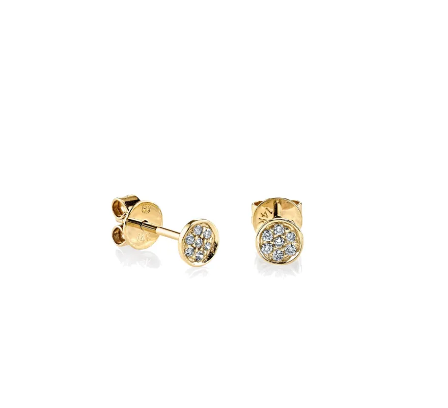 Men's Collection Gold & Diamond Pave Tiny Disc Stud made by Sydney Evan