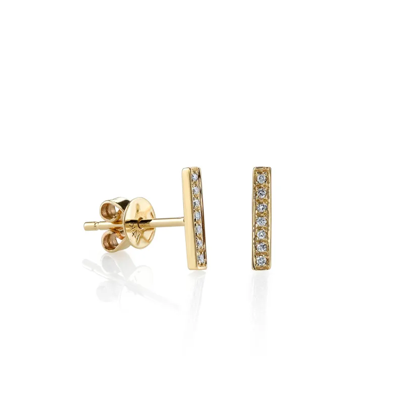 Men's Collection Gold & Diamond Small Bar Stud made by Sydney Evan