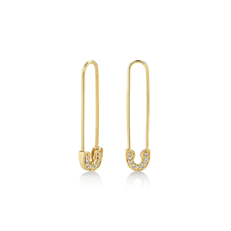 Men's Collection Gold & Diamond Safety Pin Stud made by Sydney Evan