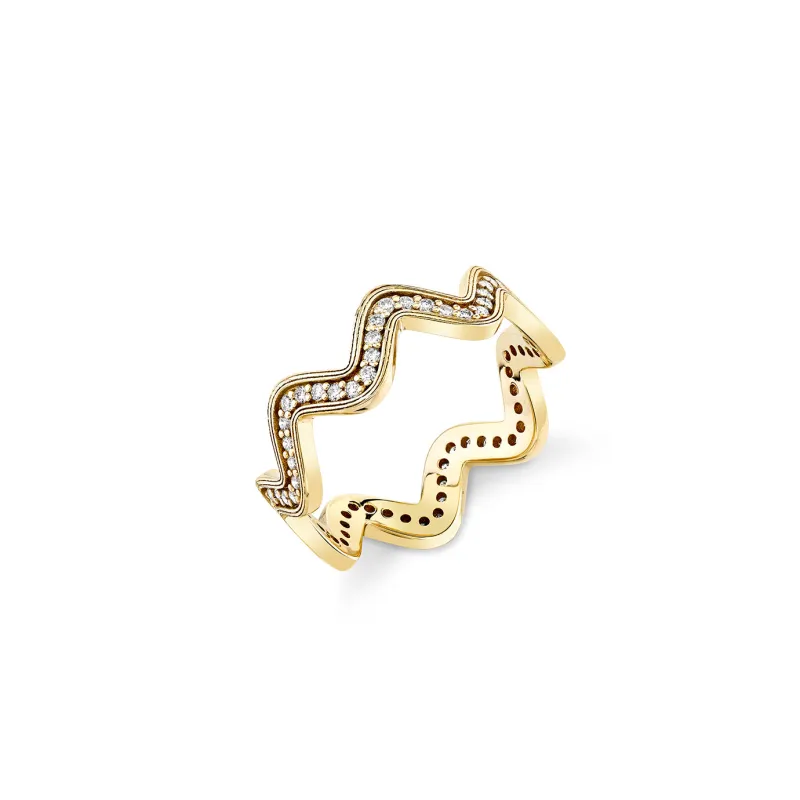 Gold & Diamond Wavy Ring made by Sydney Evan