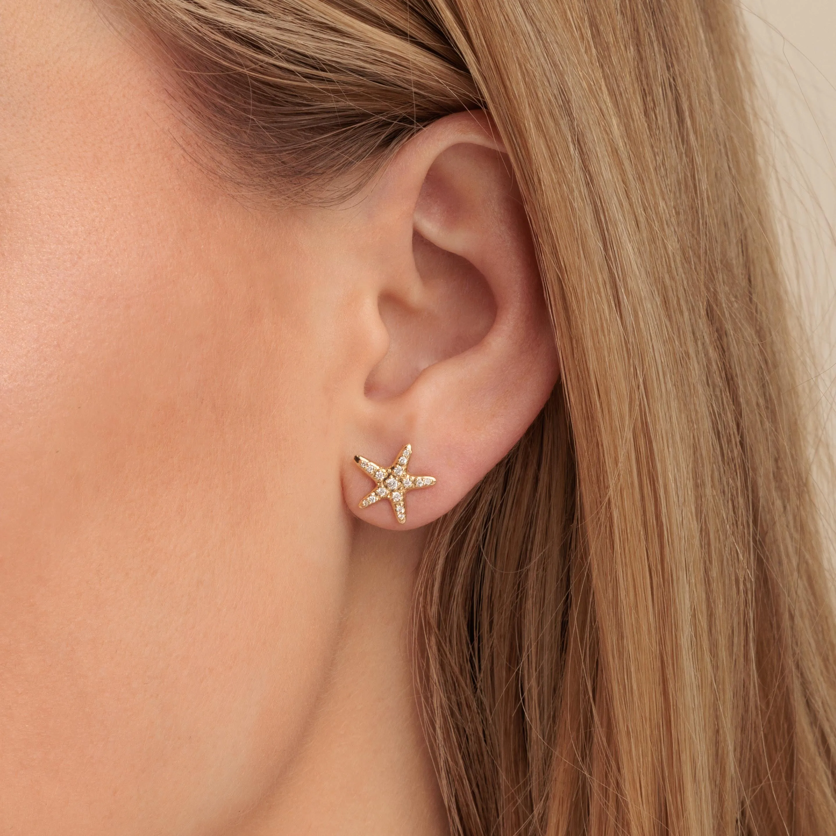 Gold & Diamond Starfish Stud sold by Sydney Evan product image thumbnail 2