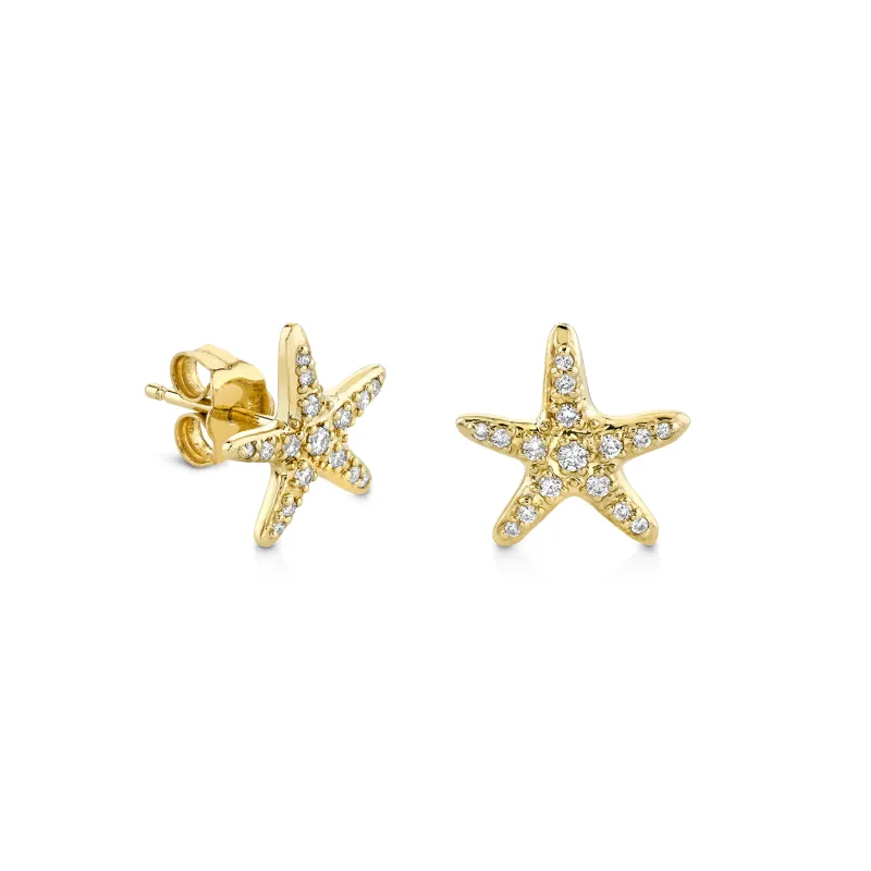 Gold & Diamond Starfish Stud made by Sydney Evan