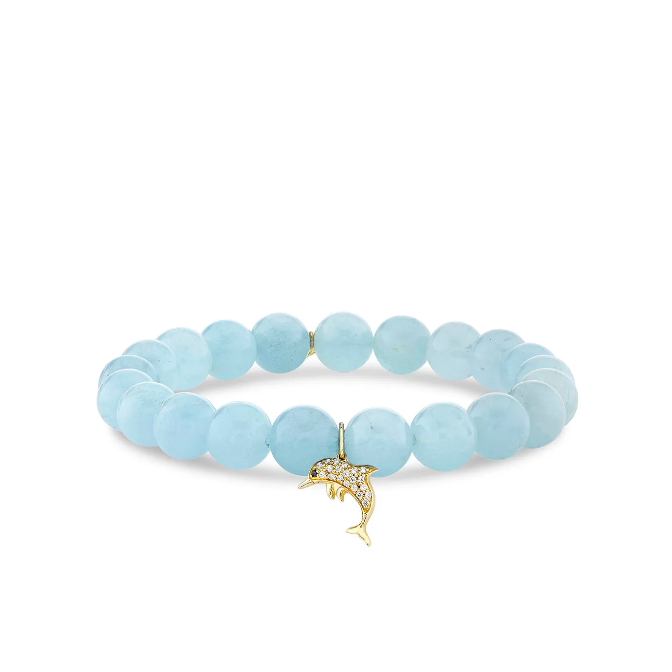 Gold & Diamond Dolphin Charm on Aquamarine sold by Sydney Evan
