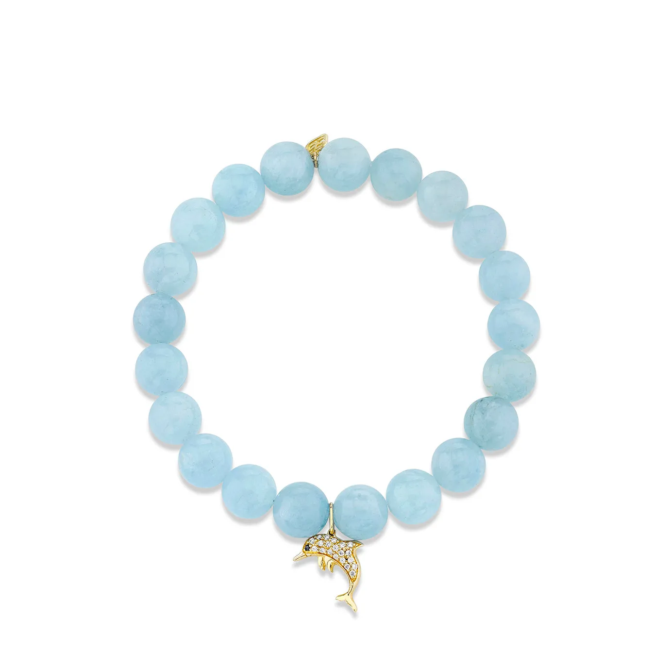 Gold & Diamond Dolphin Charm on Aquamarine sold by Sydney Evan product image thumbnail 3