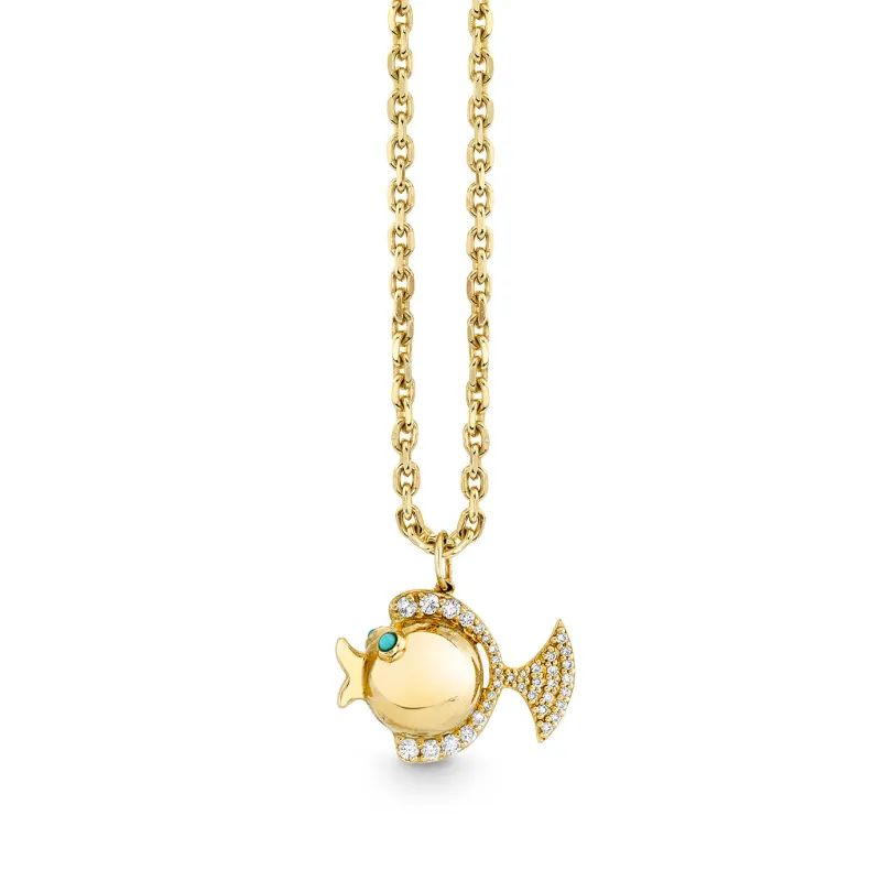 Gold & Diamond Fish Charm made by Sydney Evan