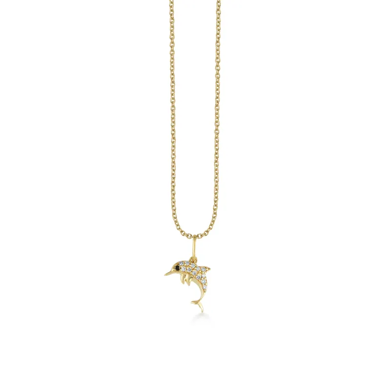 Gold & Diamond Small Dolphin Charm made by Sydney Evan
