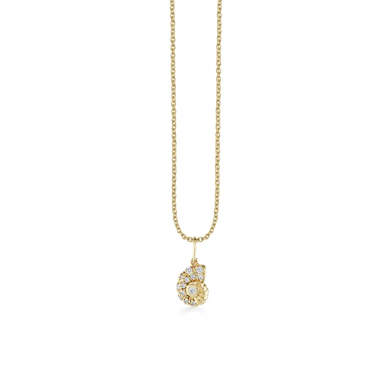 Gold & Diamond Small Nautilus Shell Charm made by Sydney Evan