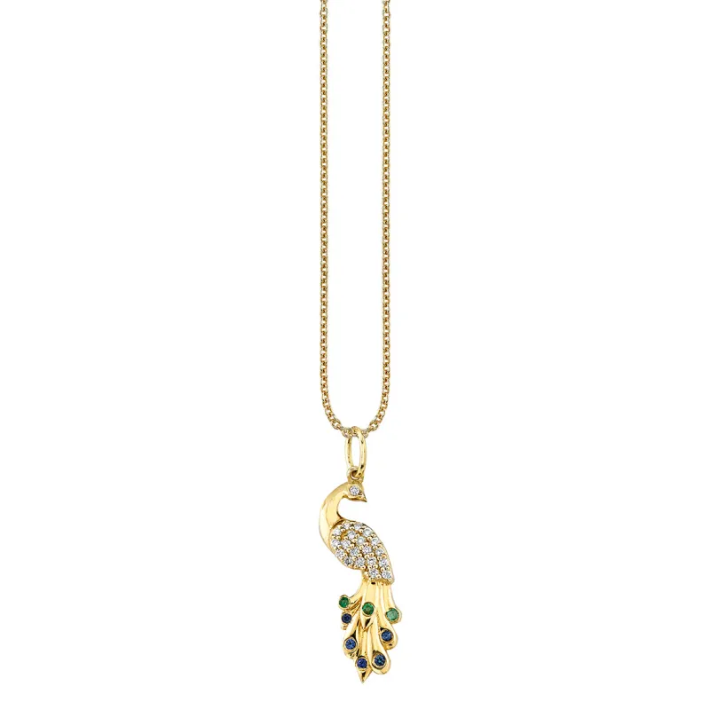 Gold & Diamond Peacock Charm made by Sydney Evan