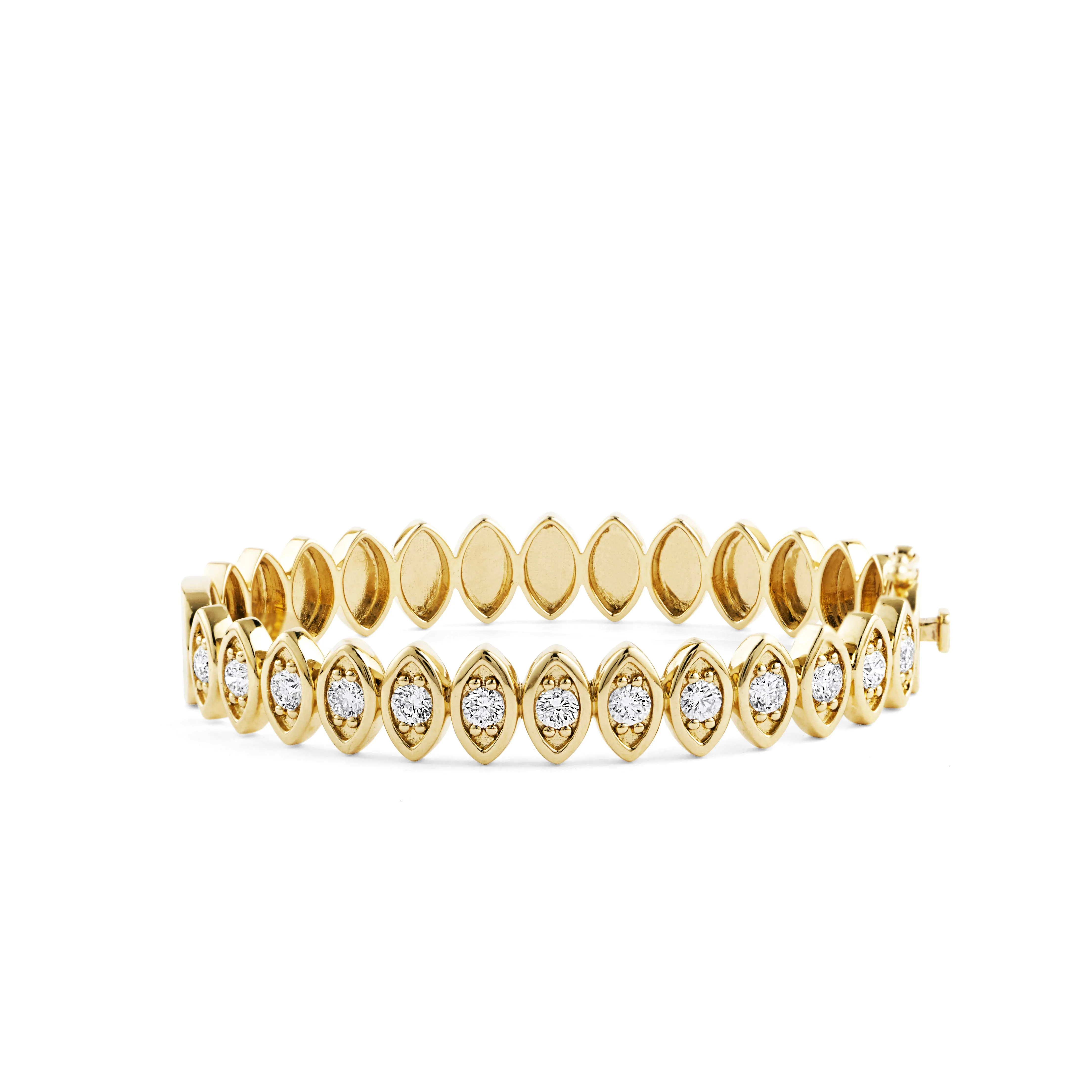Gold & Diamond Large Marquise Eye Hinge Bangle sold by Sydney Evan product image thumbnail 3