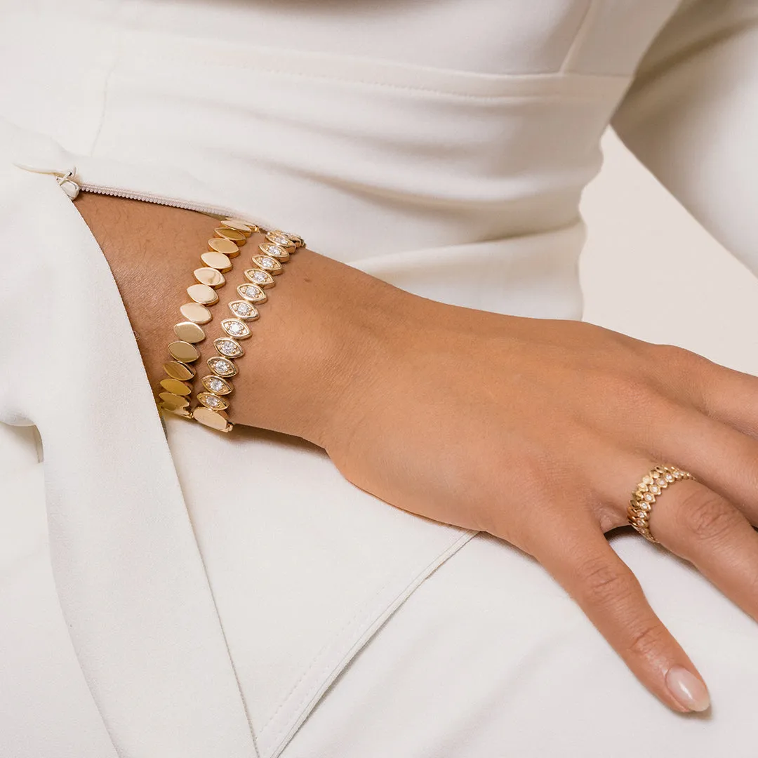 Gold & Diamond Large Marquise Eye Hinge Bangle sold by Sydney Evan product image thumbnail 2