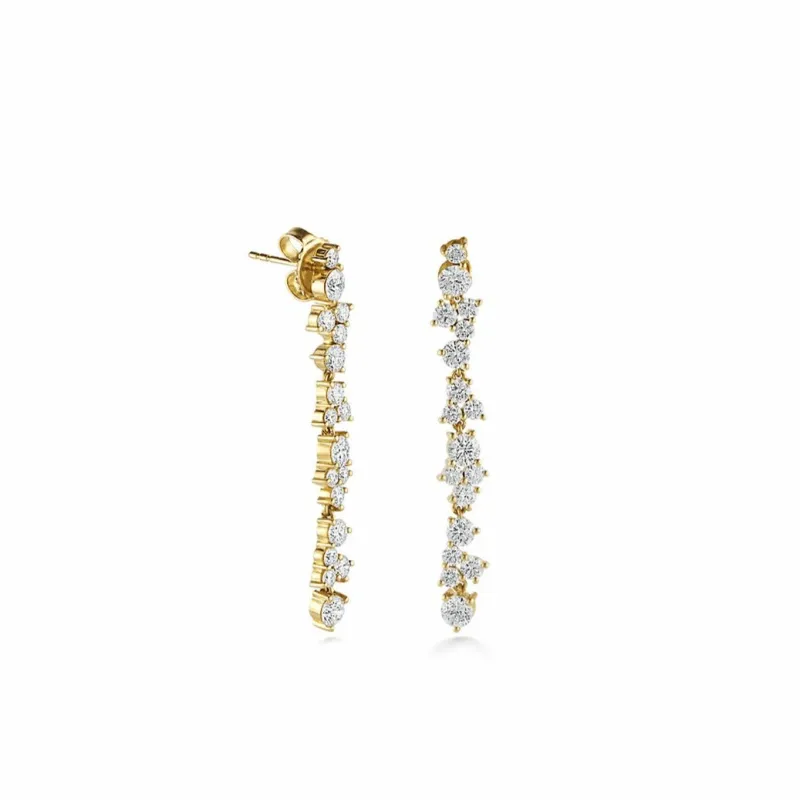 Gold & Diamond Cocktail Linear Earrings made by Sydney Evan