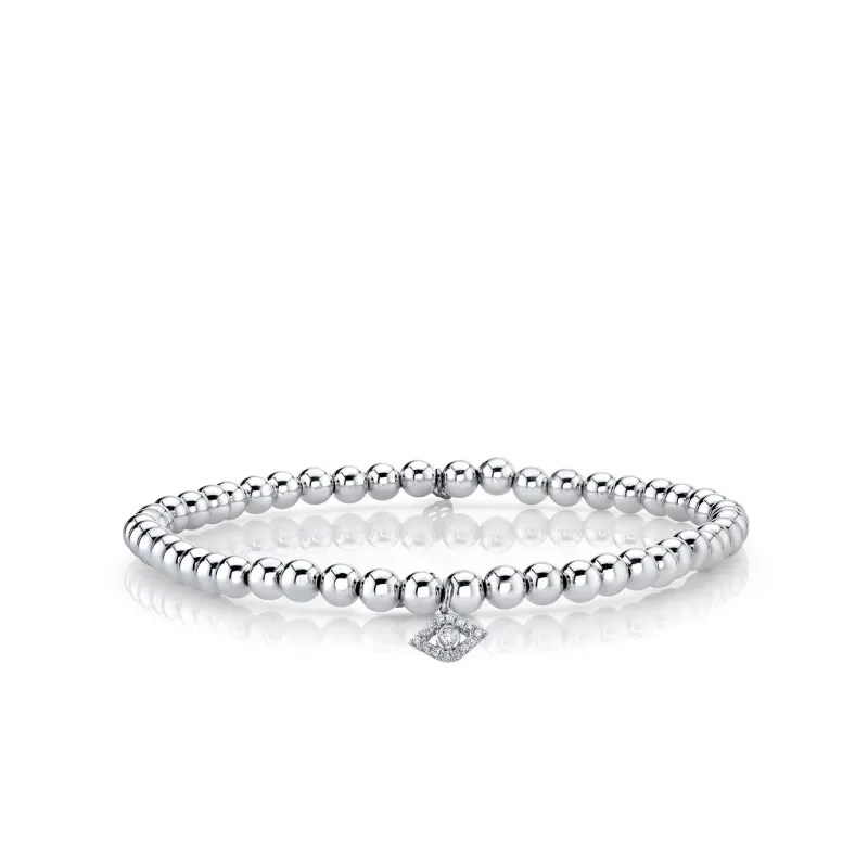 White Gold & Diamond Eye on White Gold Beads made by Sydney Evan