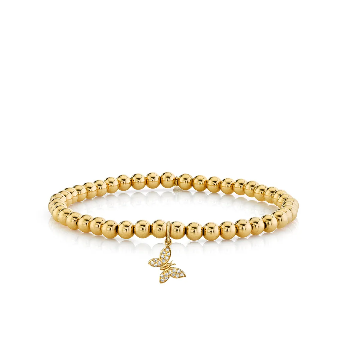 Gold & Diamond Tiny Butterfly On Gold Beads sold by Sydney Evan