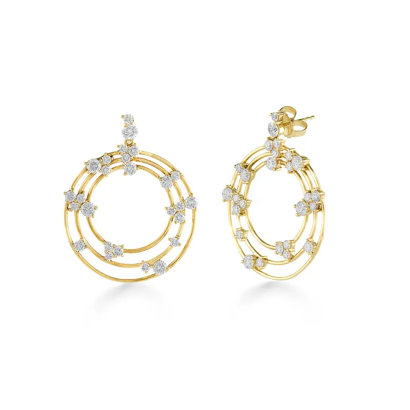 Gold & Diamond Cocktail Wire Statement Earrings made by Sydney Evan