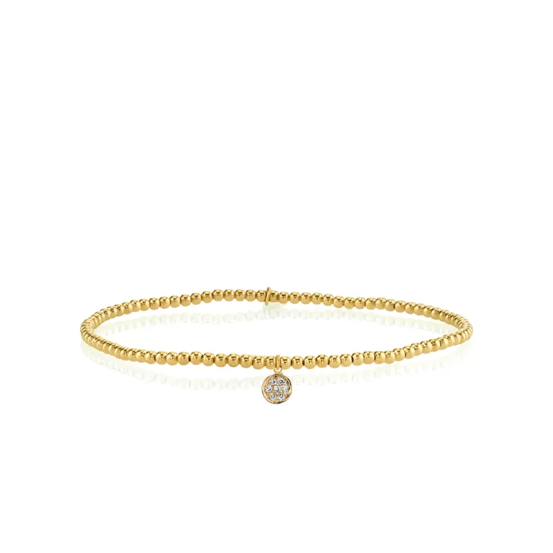 Gold & Diamond Tiny Disc on Gold Beads made by Sydney Evan