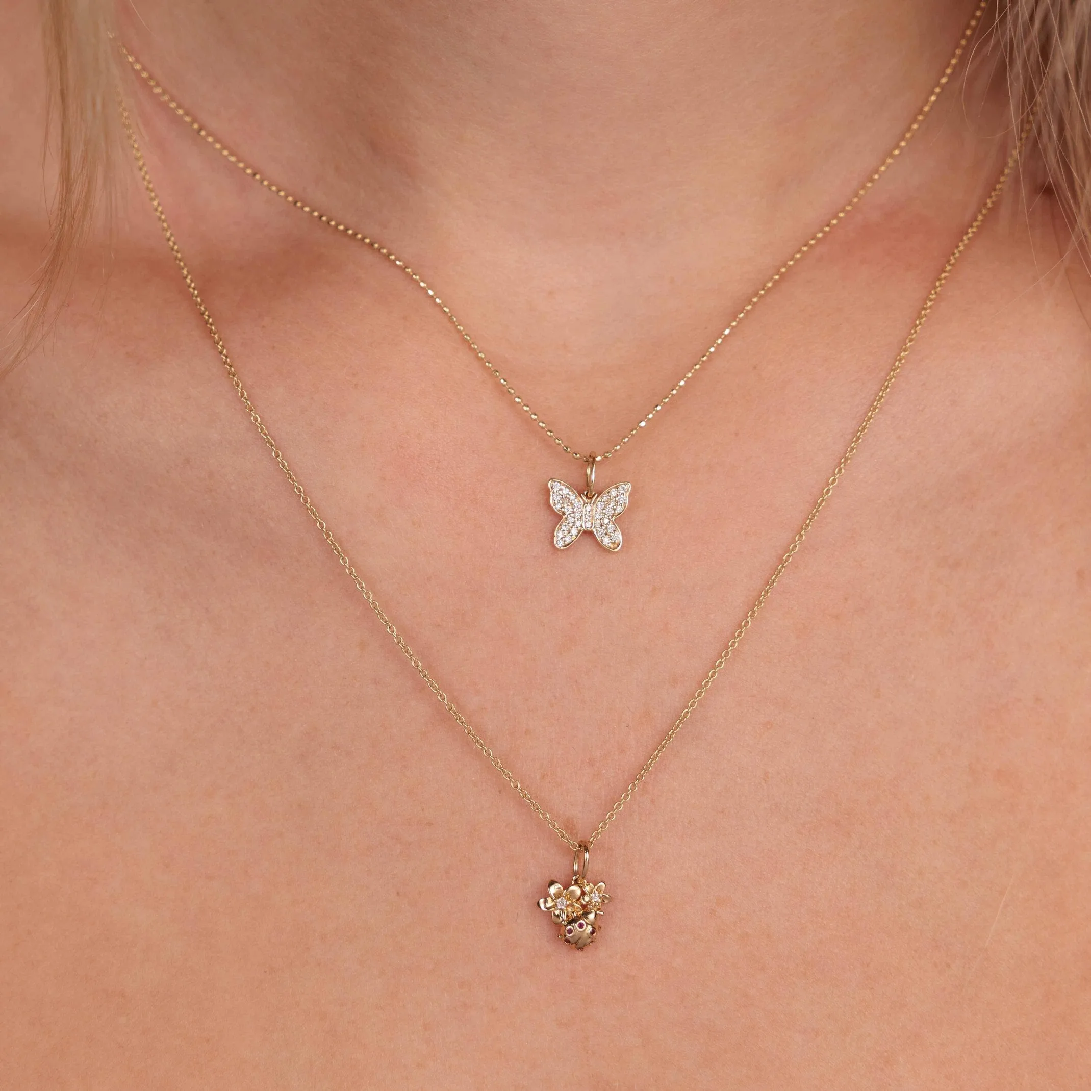 Gold & Diamond Mini Butterfly Charm sold by Sydney Evan product image thumbnail 2