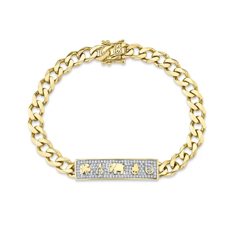 Gold & Diamond Luck Icon ID Bar Bracelet made by Sydney Evan