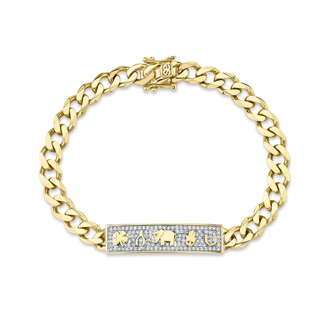 Gold & Diamond Luck Icon ID Bar Bracelet sold by Sydney Evan