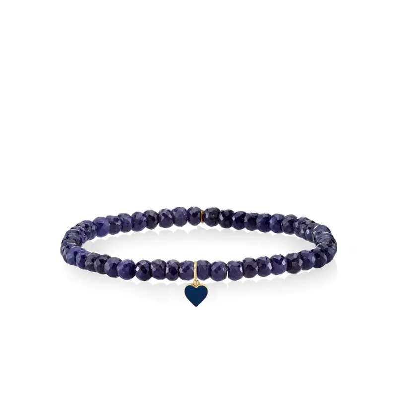 Gold & Enamel Tiny Heart on Sapphire made by Sydney Evan