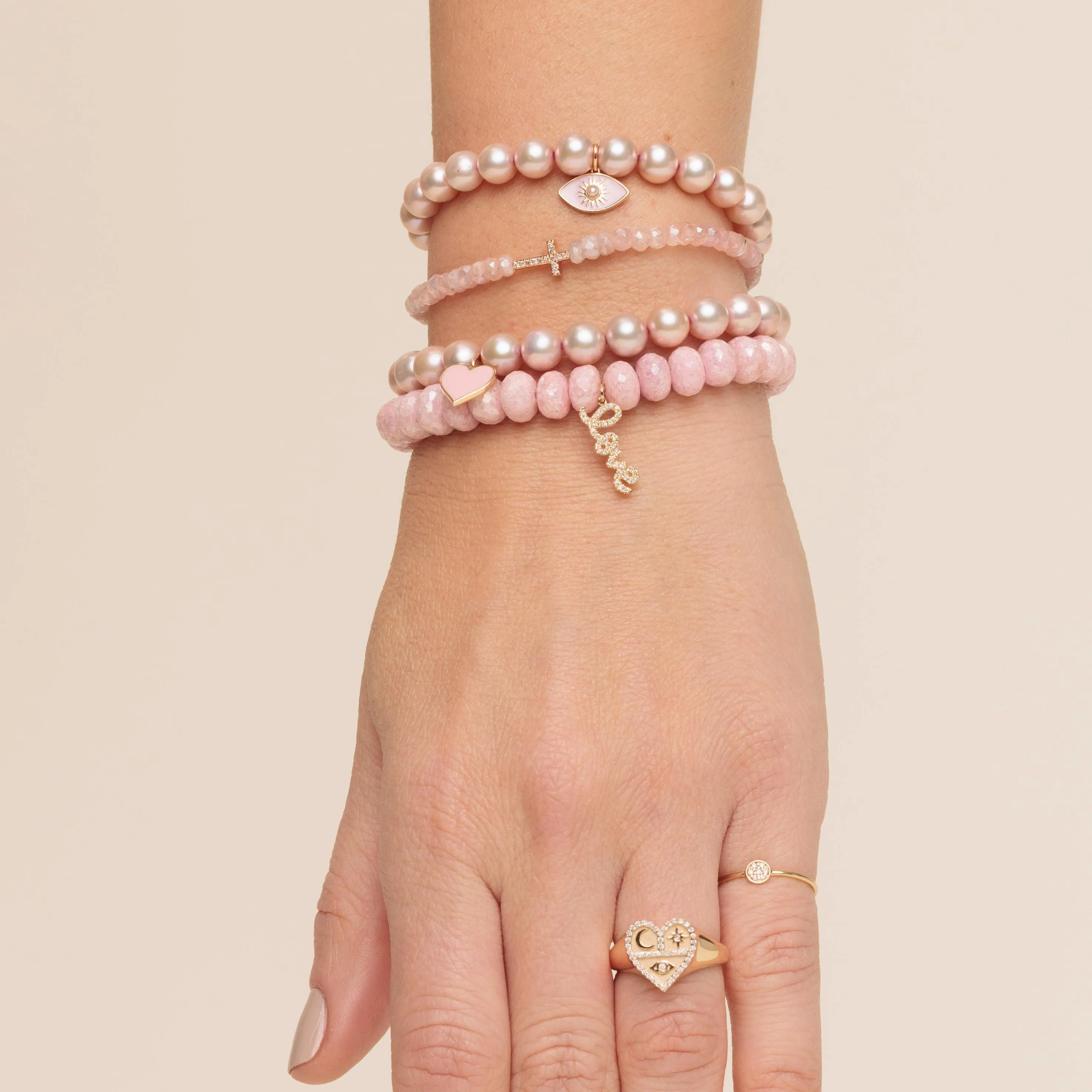 Gold & Diamond Small Love on Mystic Pink Grapolite sold by Sydney Evan product image thumbnail 2