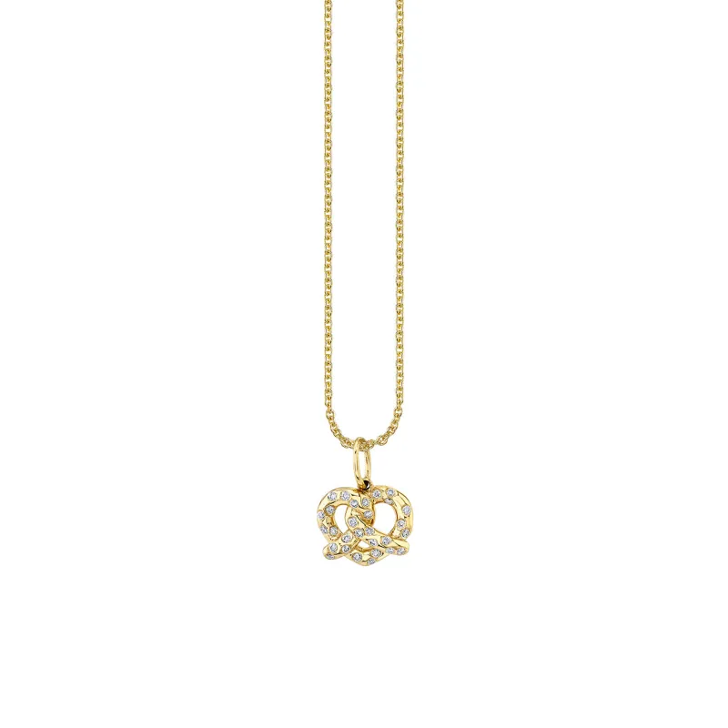 Gold & Diamond Pretzel Charm made by Sydney Evan