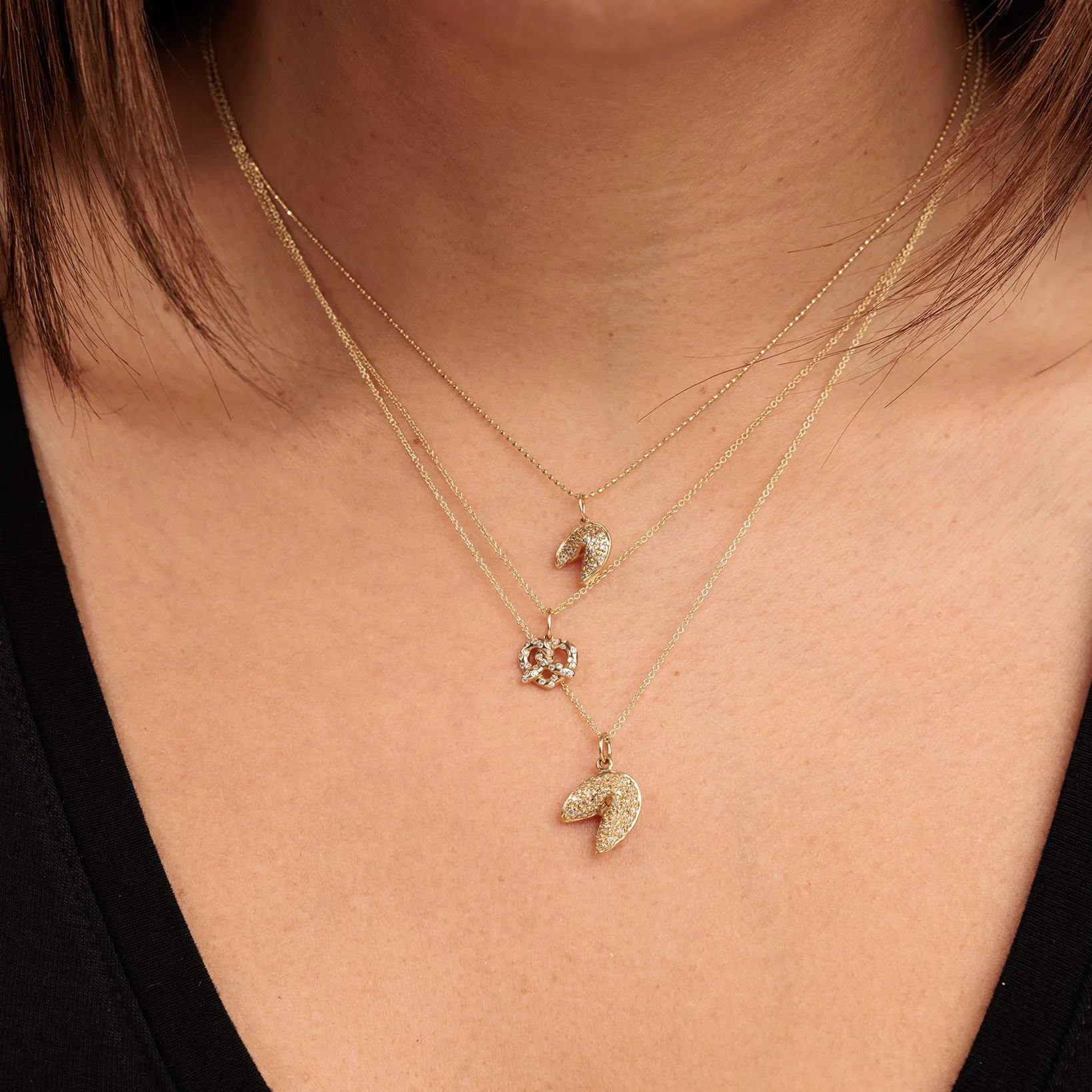 Gold & Diamond Pretzel Charm sold by Sydney Evan product image thumbnail 2