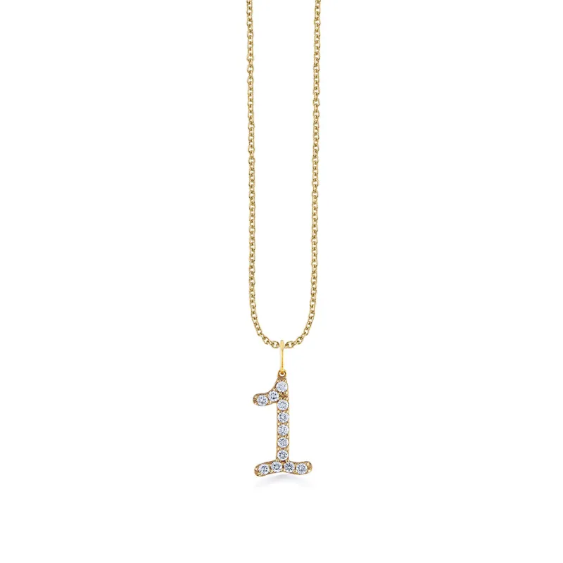 Gold & Diamond Large Number Charm made by Sydney Evan