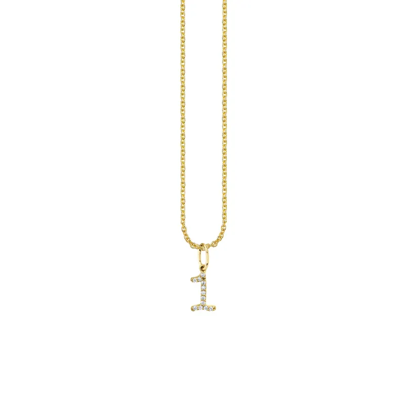 Gold & Diamond Small Number Charm made by Sydney Evan