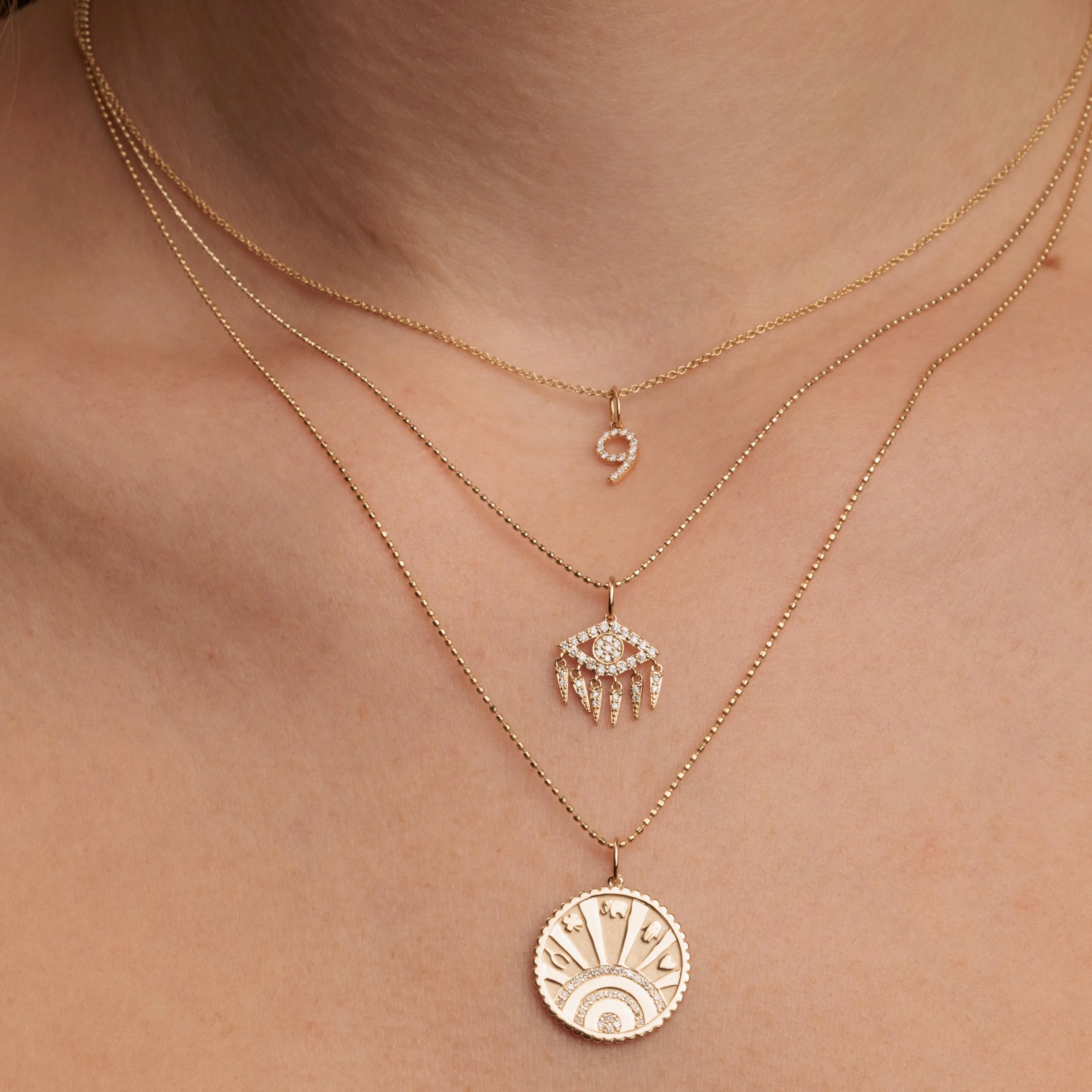 Gold & Diamond Small Number Charm sold by Sydney Evan product image thumbnail 2